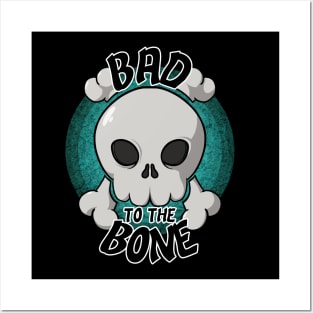 Bad to the bone skull (turquoise) Posters and Art